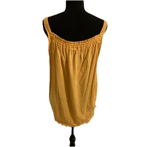 Democracy Womens Size XL Top Yellow Floral Sleeveless Tank NWT - Picture 2 of 7